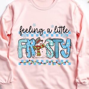 Feeling a Little Frosty  Christmas T-shirt S M L XL XXL Pink trending New Custom